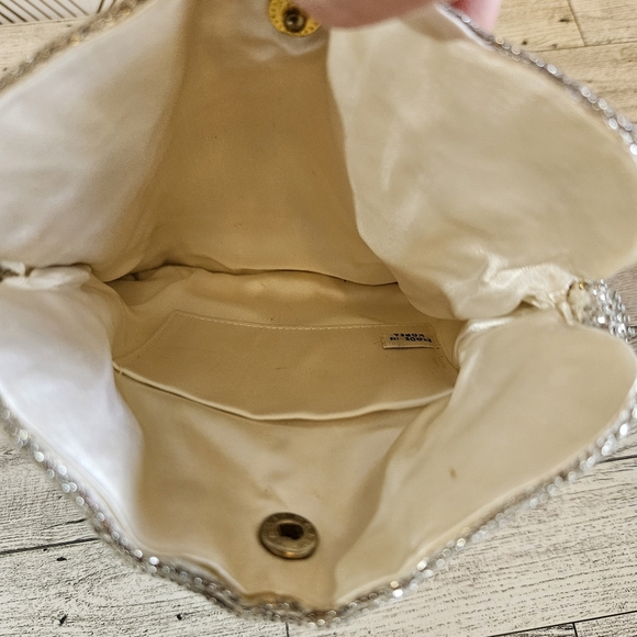 Vintage Beaded Evening Bag Gold and Silver Shoulder Bag Dressy Purse - Picture 3 of 6